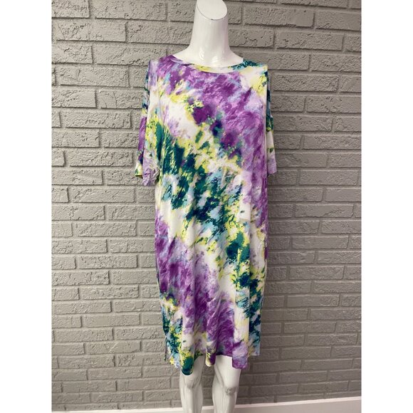Simple Vera Women Short Sleeve Tie Dye T-Shirt Dress Size M - Picture 2 of 11